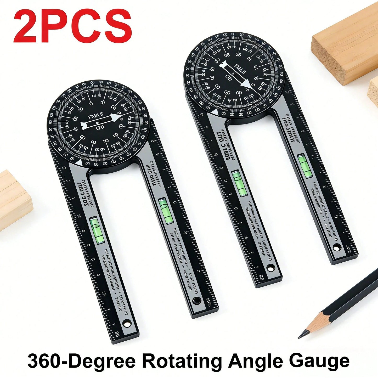 New Upgraded 7 Inch 360° Rotating Protractor- 2Pack, High-Precision Square And Protractor, Professional Woodworking Tools, Multi-Use Measuring Tool For Carpentry, School Geometry & Daily Measurement