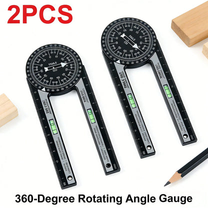 New Upgraded 7 Inch 360° Rotating Protractor- 2Pack, High-Precision Square And Protractor, Professional Woodworking Tools, Multi-Use Measuring Tool For Carpentry, School Geometry & Daily Measurement