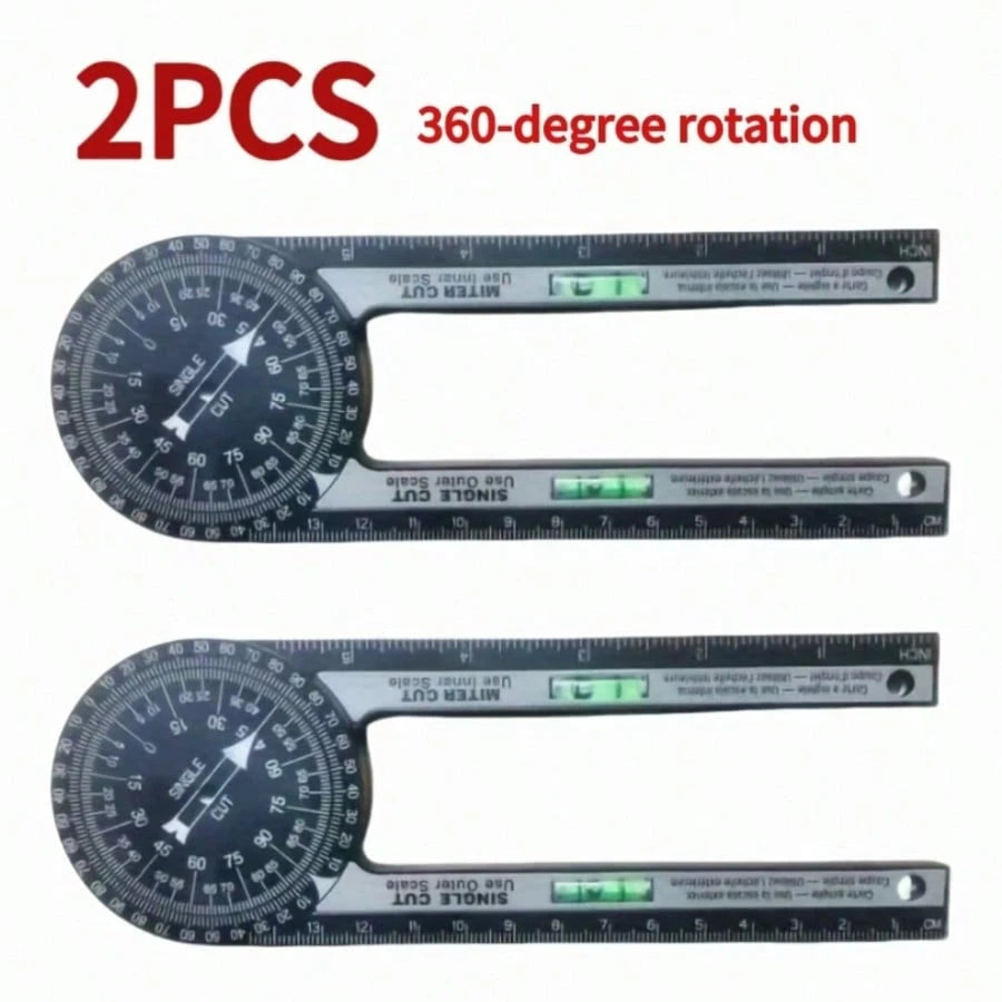 New Upgraded 7 Inch 360° Rotating Protractor- 2Pack, High-Precision Square And Protractor, Professional Woodworking Tools, Multi-Use Measuring Tool For Carpentry, School Geometry & Daily Measurement