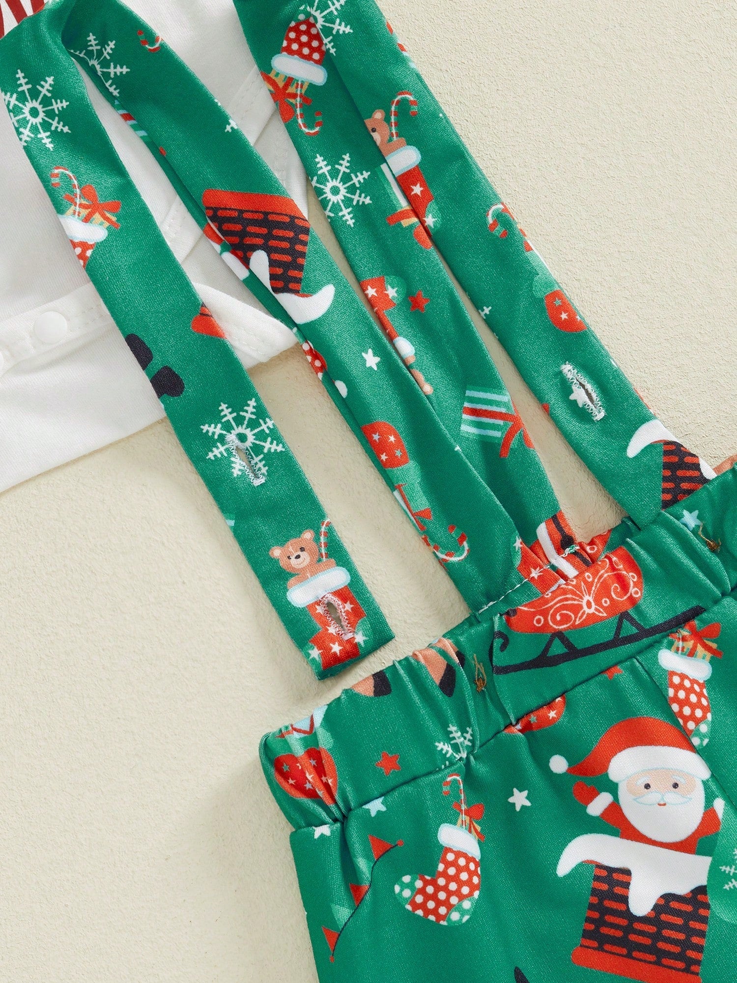 Newborn Baby Boy Christmas Outfit My First Christmas Romper Suspender Pants Overalls 3pcs Xmas Clothes Set
