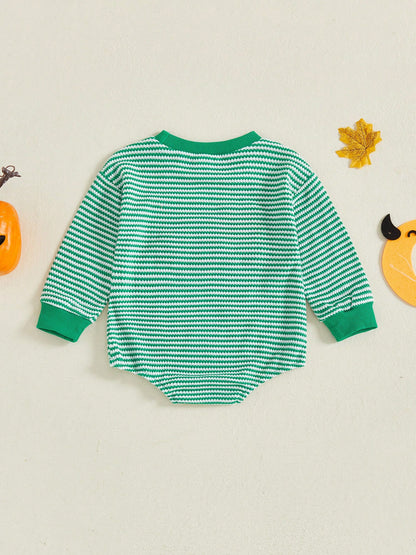 Newborn Baby Boy Halloween Romper Sweatshirt Long Sleeve Striped Bodysuits Pumpkin Pullover 3M 6M 9M 12M 18M Infant Casual Tee Tops