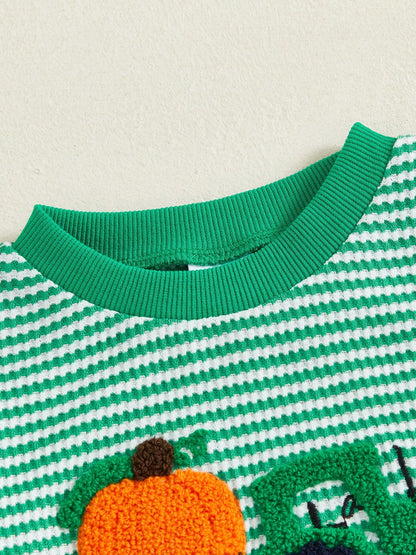 Newborn Baby Boy Halloween Romper Sweatshirt Long Sleeve Striped Bodysuits Pumpkin Pullover 3M 6M 9M 12M 18M Infant Casual Tee Tops