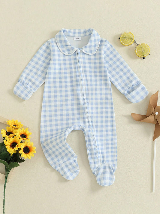 Newborn Baby Boy Romper Coming Home Outfit Infant Long Sleeve One Piece Jumpsuit Fall Winter Clothes Doll Collar Long Sleeve Zipper