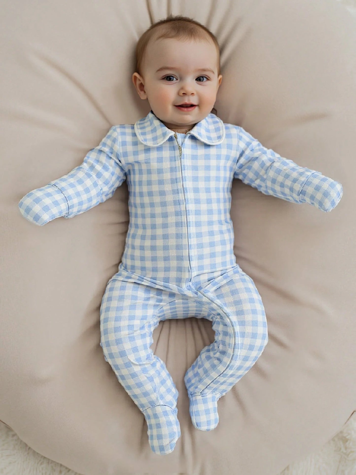 Newborn Baby Boy Romper Coming Home Outfit Infant Long Sleeve One Piece Jumpsuit Fall Winter Clothes Doll Collar Long Sleeve Zipper