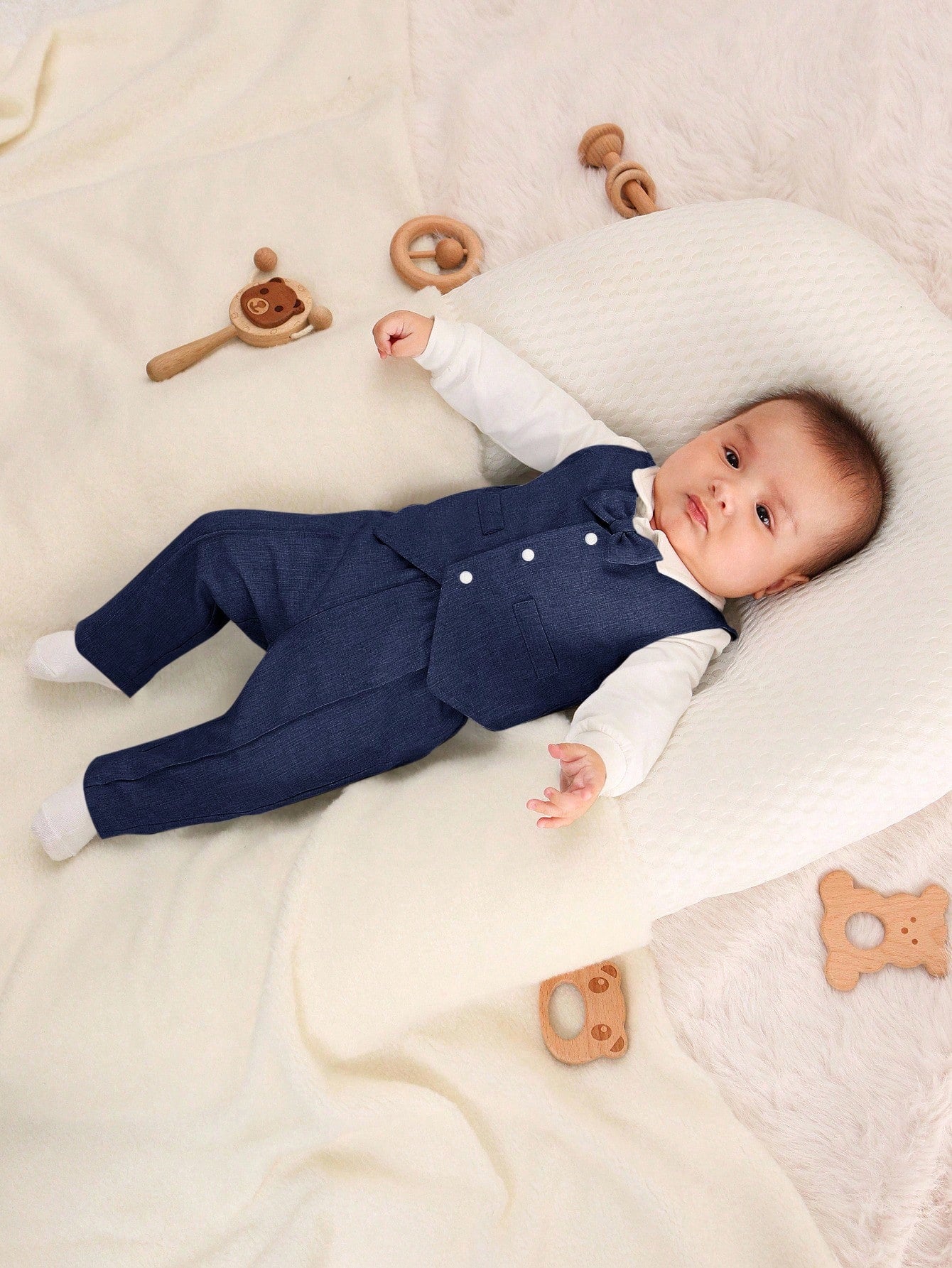 Newborn Baby Boys' Lightweight 3-Piece Set Including Bowtie Bodysuit, Vest And Pants