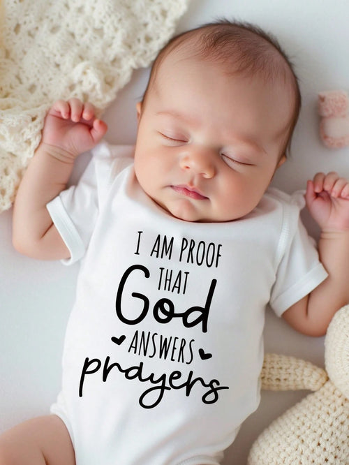 Newborn Baby Boys Slogan Print Short Sleeve Bodysuit