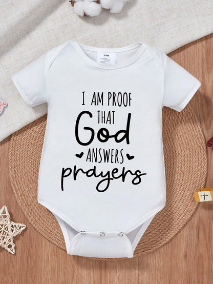 Newborn Baby Boys Slogan Print Short Sleeve Bodysuit