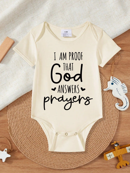 Newborn Baby Boys Slogan Print Short Sleeve Bodysuit