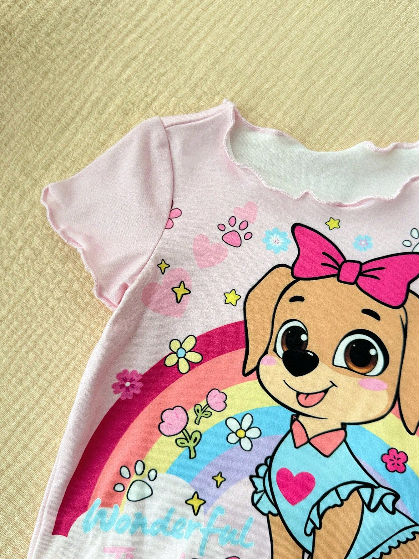 Newborn Baby Girl Cute Cartoon Print Short Sleeve T-Shirt And Pants Homewear Set,Summer Tts Bestie Clothes Anime Pajama Pant Outfit