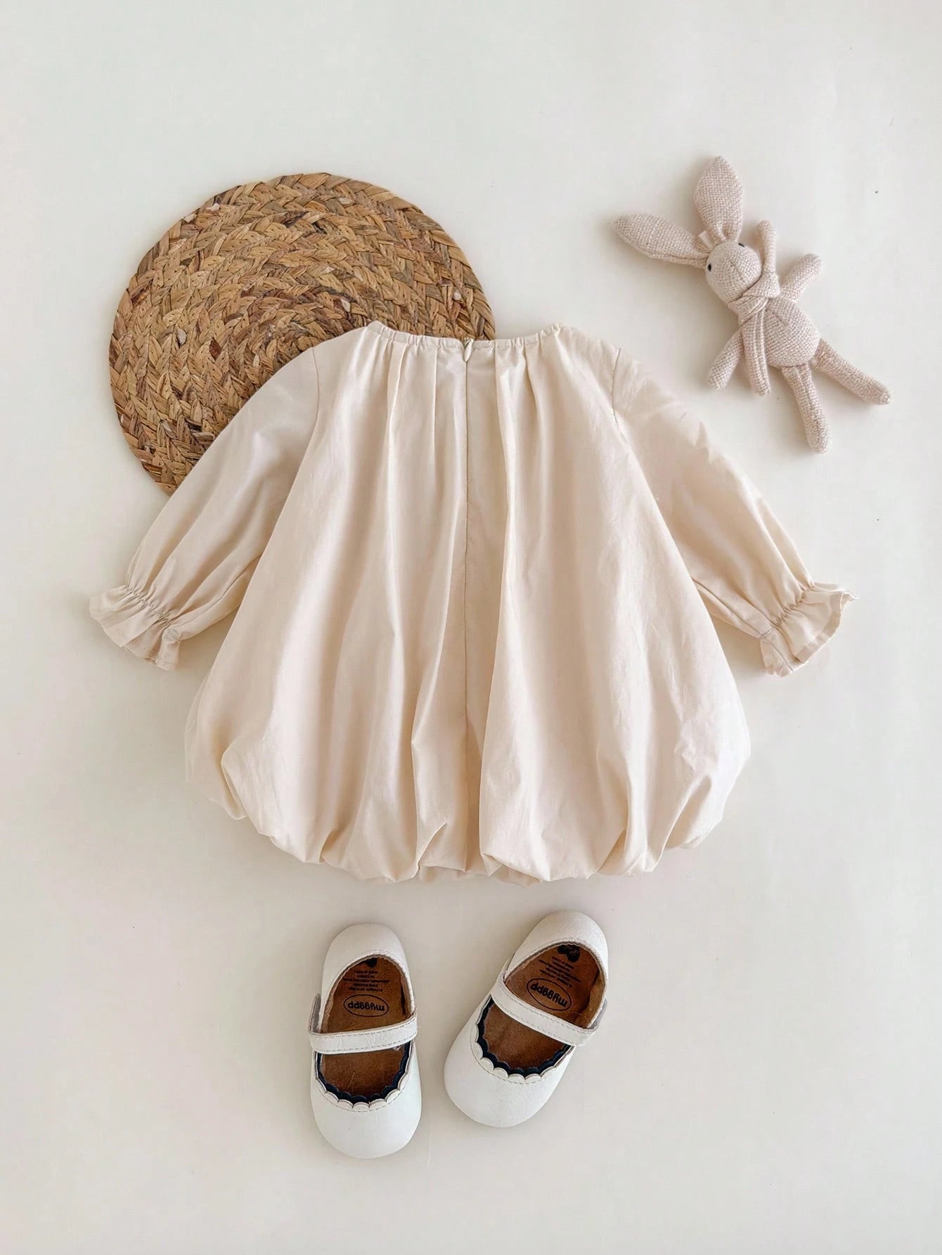 Newborn Baby Girl Cute Summer Elegant Apricot Bow Loose Long Sleeve Dress Cream Puff Vintage Special Occasion Fall Winter