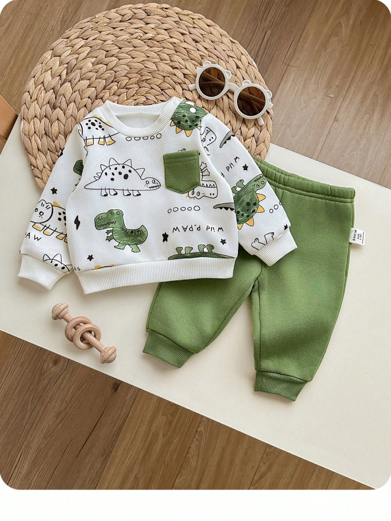 Newborn Baby Girl Fluffy Cute Casual Cherry Print Long Sleeve Winter Top And Elastic Waist Long Pants Set