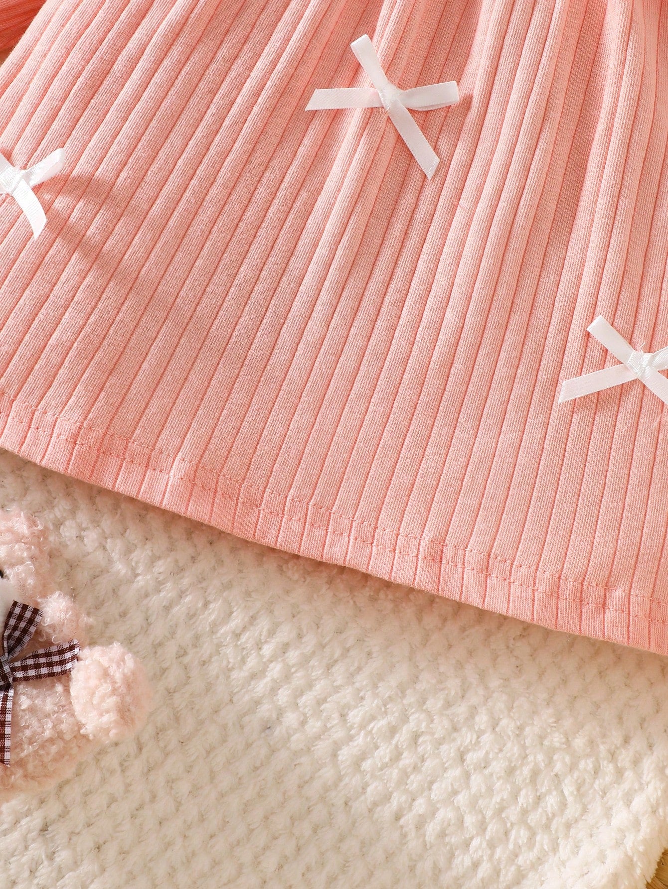 Newborn Baby Girl White Lace Collar Stitching Pink Long Sleeve Bowknot Dress, New Cute Elegant, Simple And Comfortable