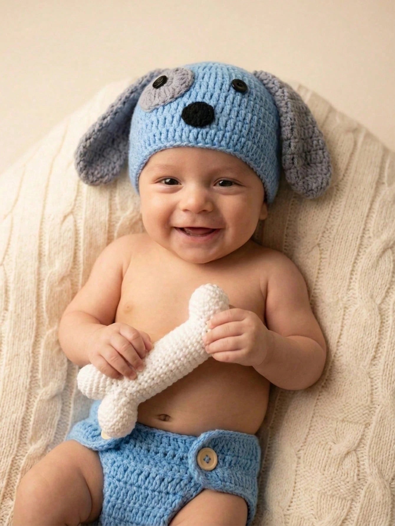 Newborn Baby Lion Photography Props Outfit, Handmade Crochet Knit Dog Puppy Bee Fox Animal Costume Set, Infant Boy Girl Photo Shoot Hat & Diaper Cover Suit