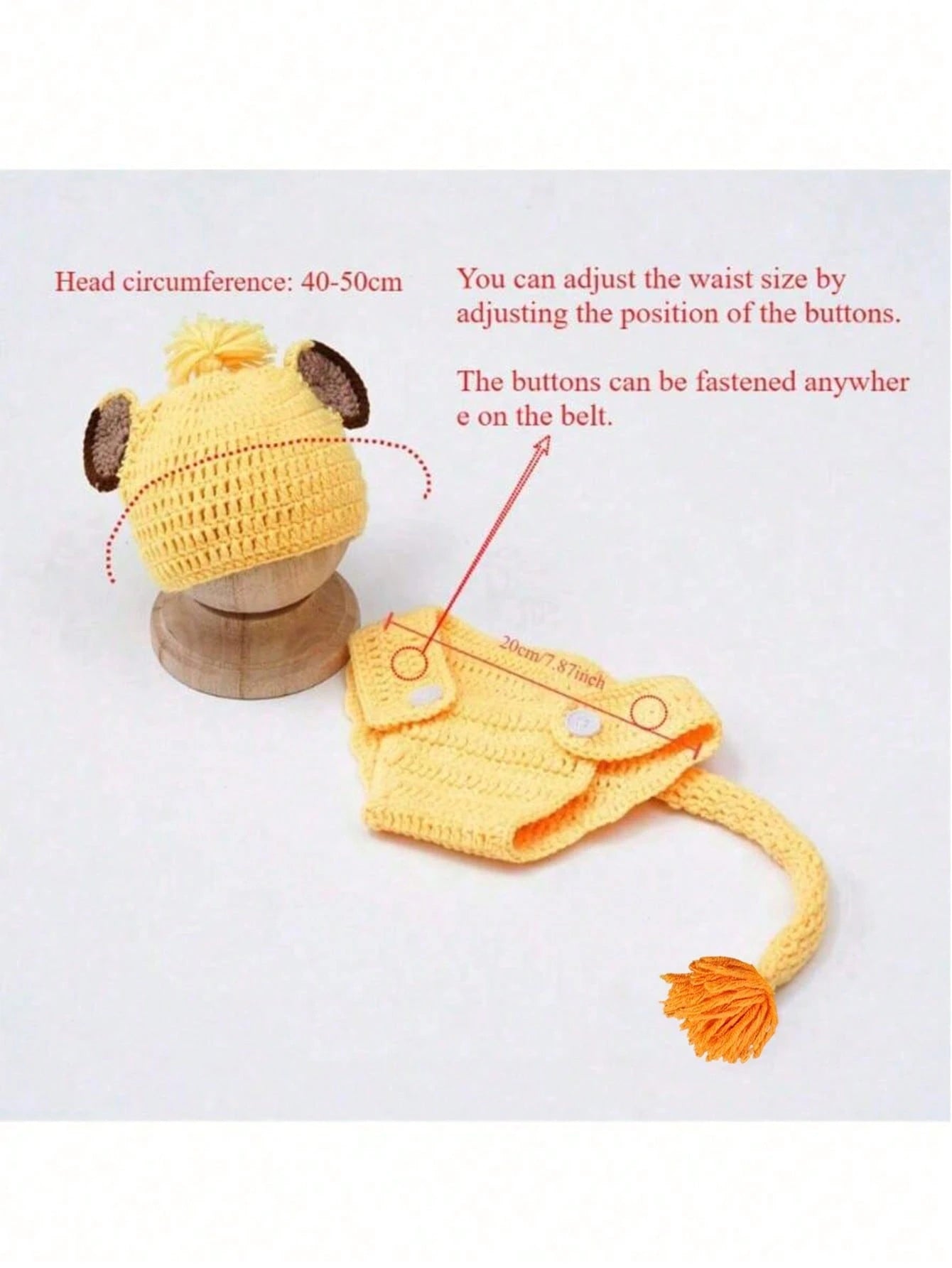 Newborn Baby Lion Photography Props Outfit, Handmade Crochet Knit Dog Puppy Bee Fox Animal Costume Set, Infant Boy Girl Photo Shoot Hat & Diaper Cover Suit