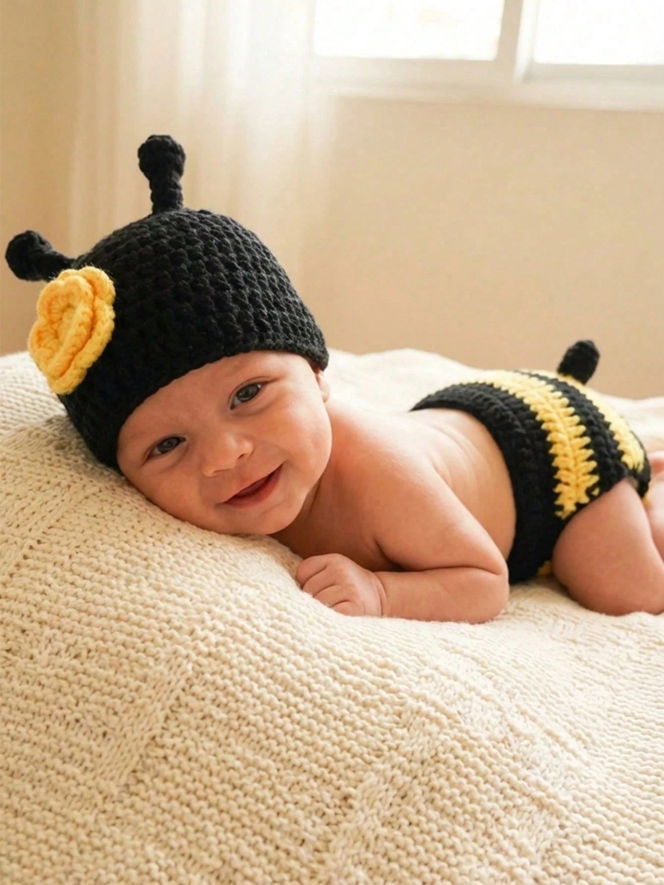 Newborn Baby Lion Photography Props Outfit, Handmade Crochet Knit Dog Puppy Bee Fox Animal Costume Set, Infant Boy Girl Photo Shoot Hat & Diaper Cover Suit