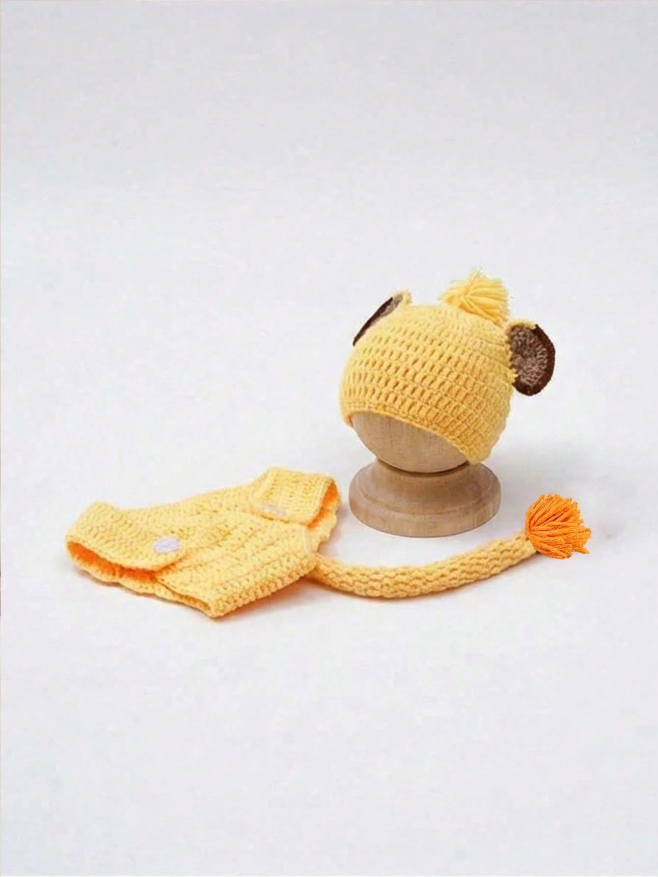 Newborn Baby Lion Photography Props Outfit, Handmade Crochet Knit Dog Puppy Bee Fox Animal Costume Set, Infant Boy Girl Photo Shoot Hat & Diaper Cover Suit