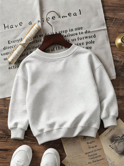 Newborn Creative Cartoon Print Crew Neck Sweatshirt, Featuring Cartoon Dinosaur Pattern. Suitable For Autumn And Winter Wear.