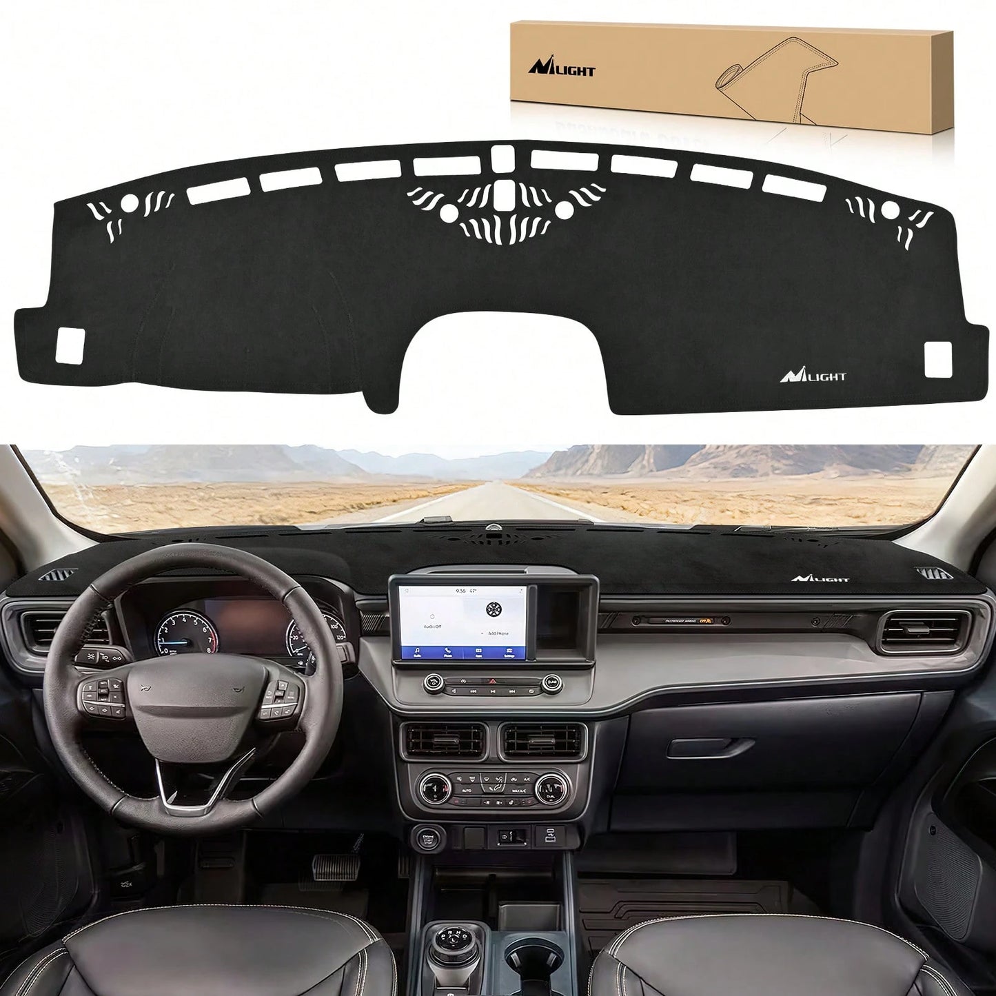 Nilight Dash Cover Compatible With Ford Maveri 2022-2024 & 2020-2024 Explorer, Custom Fit Suede Dashboard Mat Non‑Slip Sunshade Glare Protector Interior Accessories Black