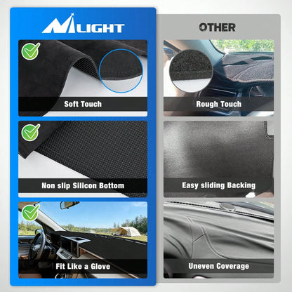Nilight Dash Cover Compatible With Ford Maveri 2022-2024 & 2020-2024 Explorer, Custom Fit Suede Dashboard Mat Non‑Slip Sunshade Glare Protector Interior Accessories Black