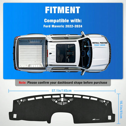 Nilight Dash Cover Compatible With Ford Maveri 2022-2024 & 2020-2024 Explorer, Custom Fit Suede Dashboard Mat Non‑Slip Sunshade Glare Protector Interior Accessories Black