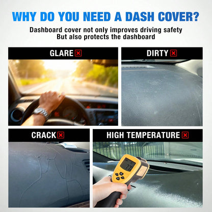 Nilight Dash Cover Compatible With Ford Maveri 2022-2024 & 2020-2024 Explorer, Custom Fit Suede Dashboard Mat Non‑Slip Sunshade Glare Protector Interior Accessories Black