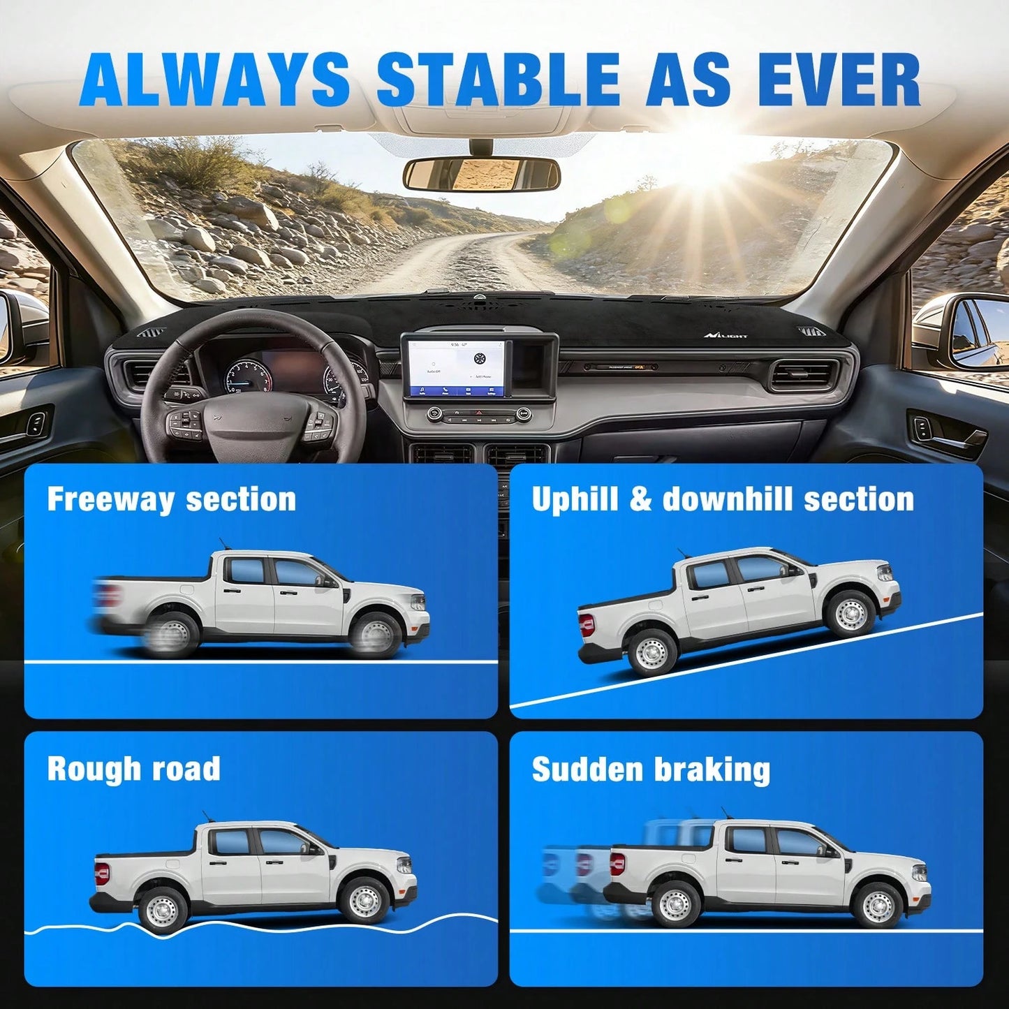 Nilight Dash Cover Compatible With Ford Maveri 2022-2024 & 2020-2024 Explorer, Custom Fit Suede Dashboard Mat Non‑Slip Sunshade Glare Protector Interior Accessories Black