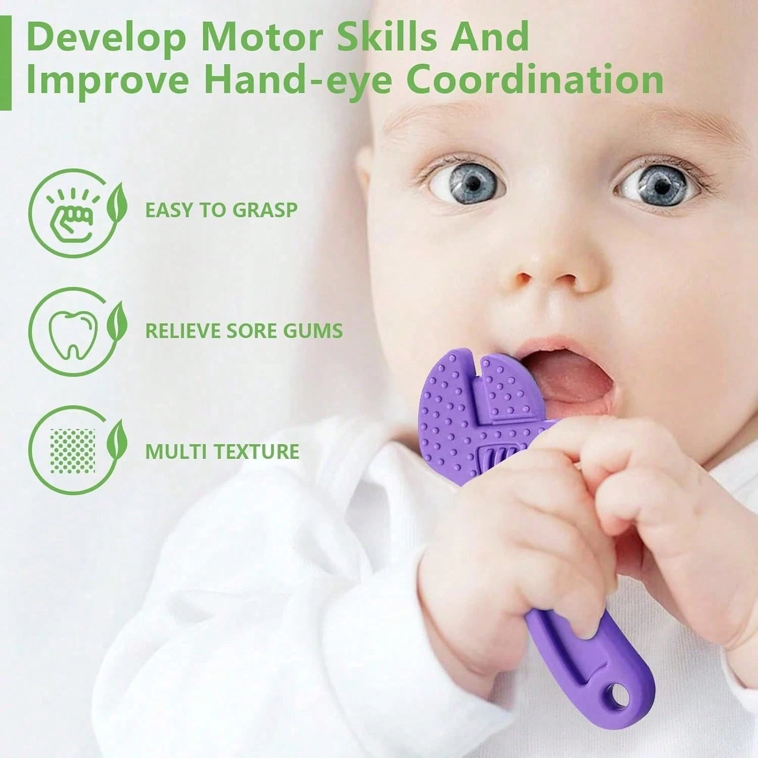 NIMBUSKNIT 4/8-Piece Baby Teething Toy Set Soft Silicone Teething Toys Suitable For Infants Aged 0-12 Months And 6-24 Months Hammer, Wrench, And Pliers-Shaped Teething Tools Relieves Gum Discomfort An