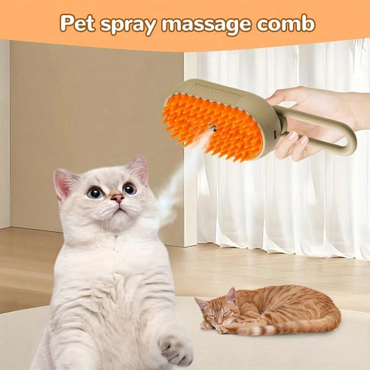 No-Rinse Cleaning Brush For Pets, Steam Fluff Removal Massage Comb, Pet Bath Brush, Pet Automatic Hair Removal Spray And Anti-Static Massage Comb For Dog And Cat Grooming
