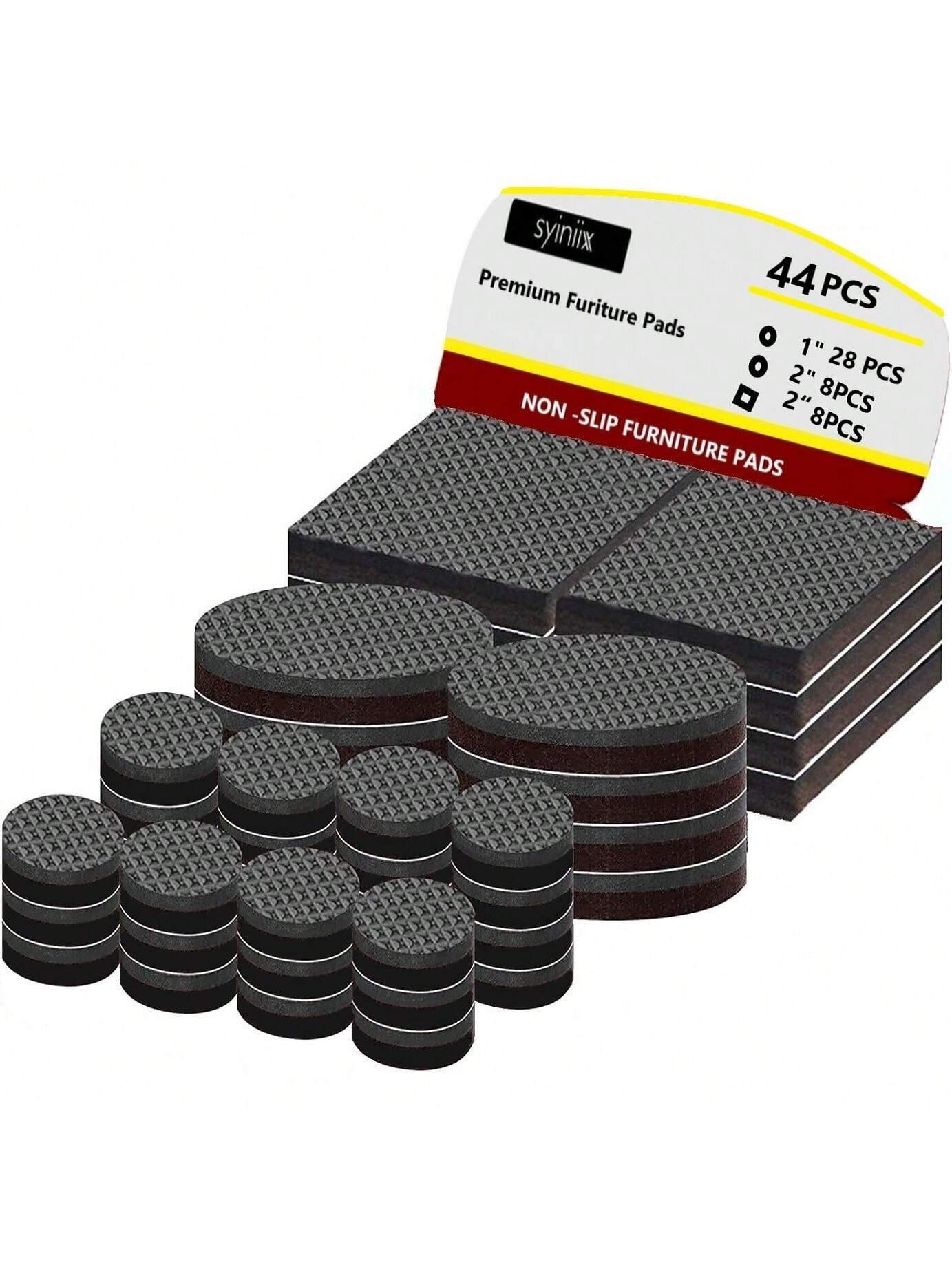Non Slip Furniture Pads- 44pcs 1 In And 2 In Furniture Grippers, Non Skid For Furniture Legs,Self Adhesive Rubber Furniture Feet, Anti Slide Hardwood Floor Protector For Keep Couch Stoppers