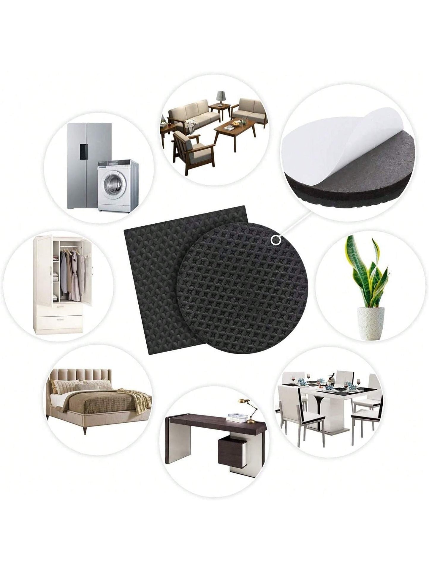 Non Slip Furniture Pads- 44pcs 1 In And 2 In Furniture Grippers, Non Skid For Furniture Legs,Self Adhesive Rubber Furniture Feet, Anti Slide Hardwood Floor Protector For Keep Couch Stoppers