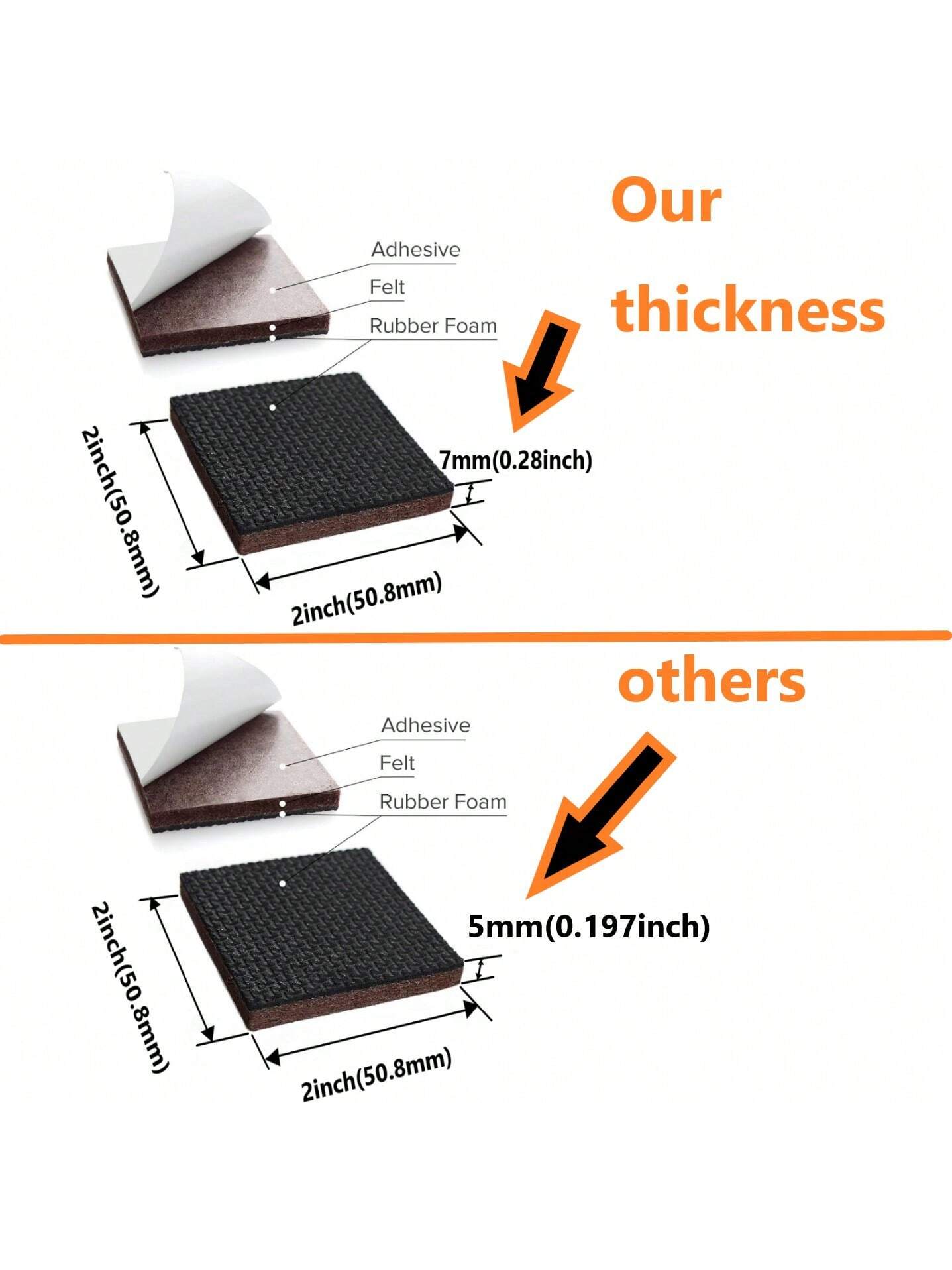 Non Slip Furniture Pads- 44pcs 1 In And 2 In Furniture Grippers, Non Skid For Furniture Legs,Self Adhesive Rubber Furniture Feet, Anti Slide Hardwood Floor Protector For Keep Couch Stoppers