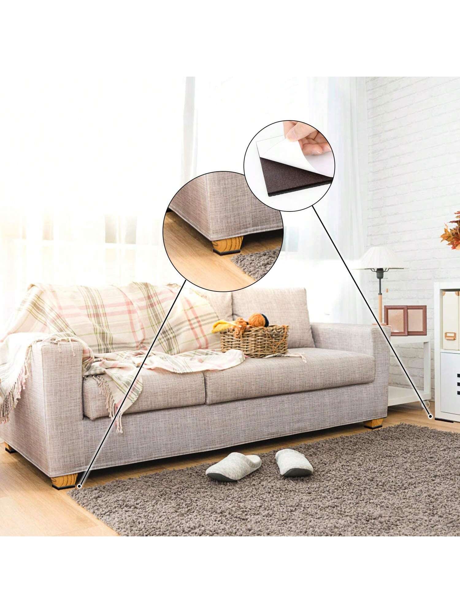 Non Slip Furniture Pads- 44pcs 1 In And 2 In Furniture Grippers, Non Skid For Furniture Legs,Self Adhesive Rubber Furniture Feet, Anti Slide Hardwood Floor Protector For Keep Couch Stoppers