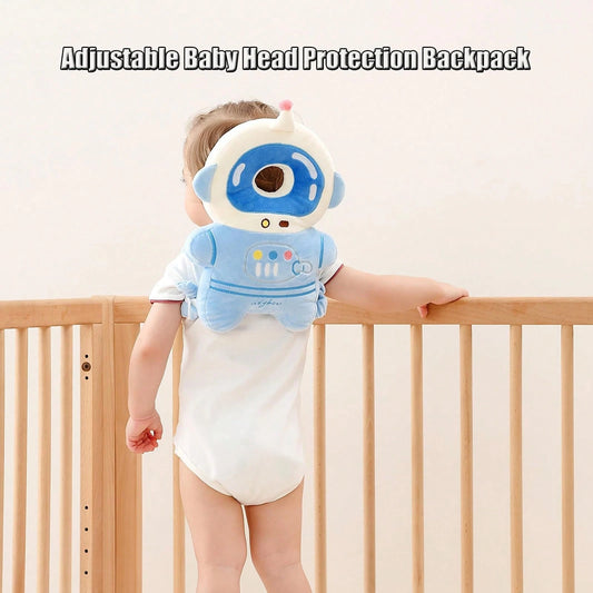 Oaoleer 1Set 7PCS Baby Head Protector Cushion Backpack With 3 Knee Pads- Adjustable Safety Pad For Toddler Walking & Crawling, Astronaut Design Baby Walker Protection