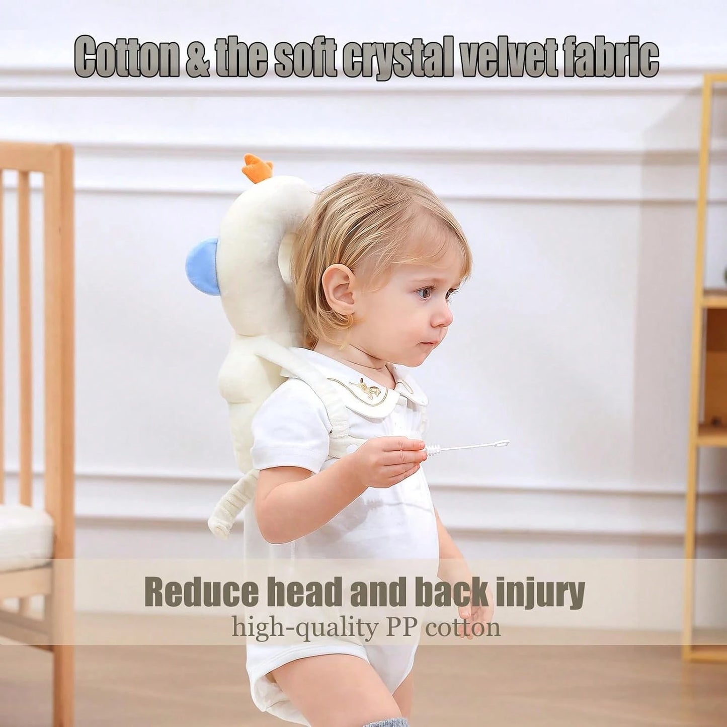 Oaoleer 1Set 7PCS Baby Head Protector Cushion Backpack With 3 Knee Pads- Adjustable Safety Pad For Toddler Walking & Crawling, Astronaut Design Baby Walker Protection
