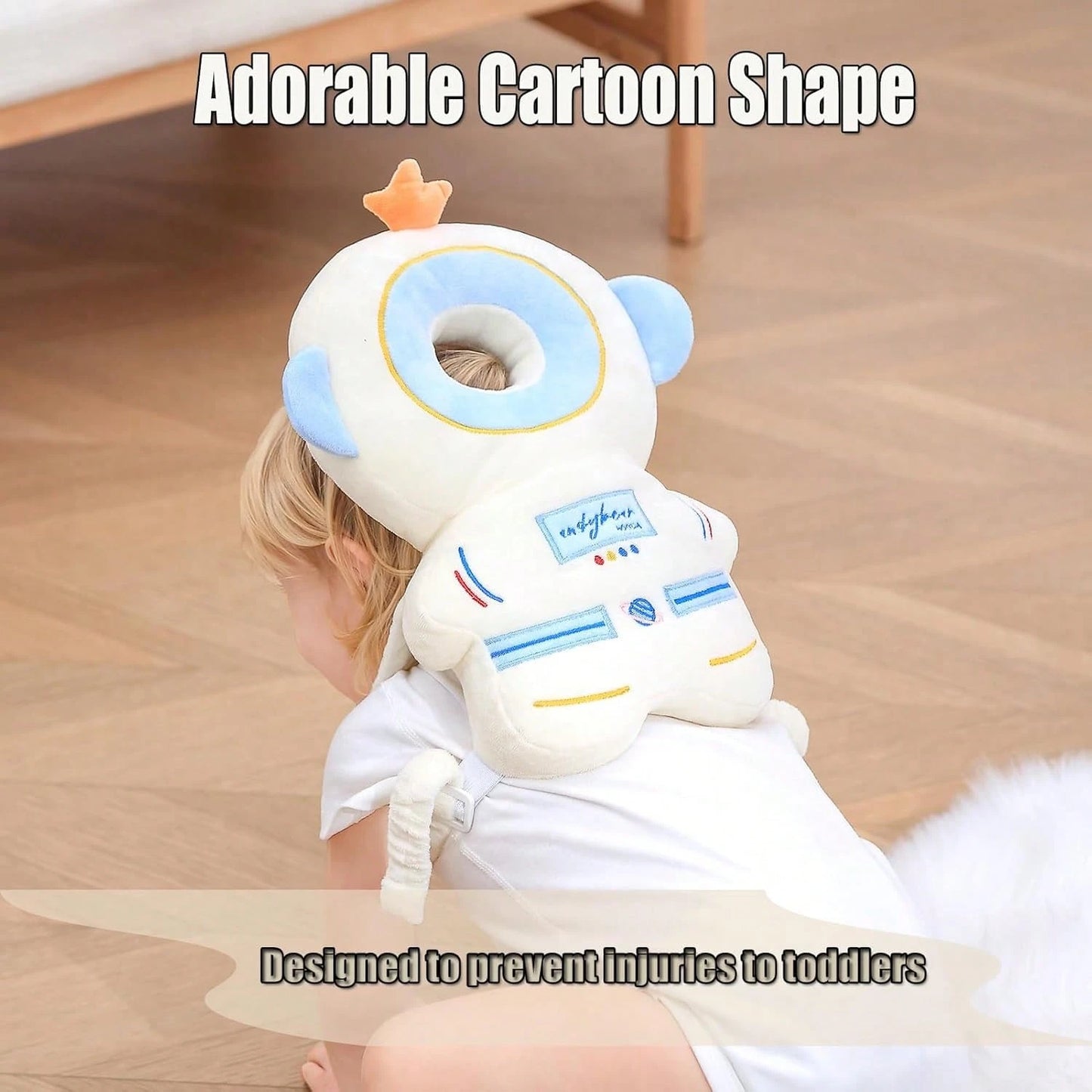Oaoleer 1Set 7PCS Baby Head Protector Cushion Backpack With 3 Knee Pads- Adjustable Safety Pad For Toddler Walking & Crawling, Astronaut Design Baby Walker Protection