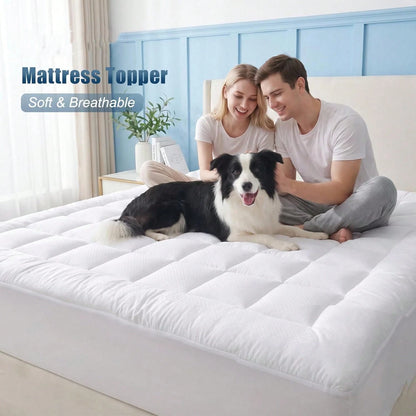 Oaskys Mattress Topper, Mattress Pad For Sleeping- Soft Pillow Top Mattress Cover, Mattress Protector With Deep Pocket 8-21"- Breathable & Comfort