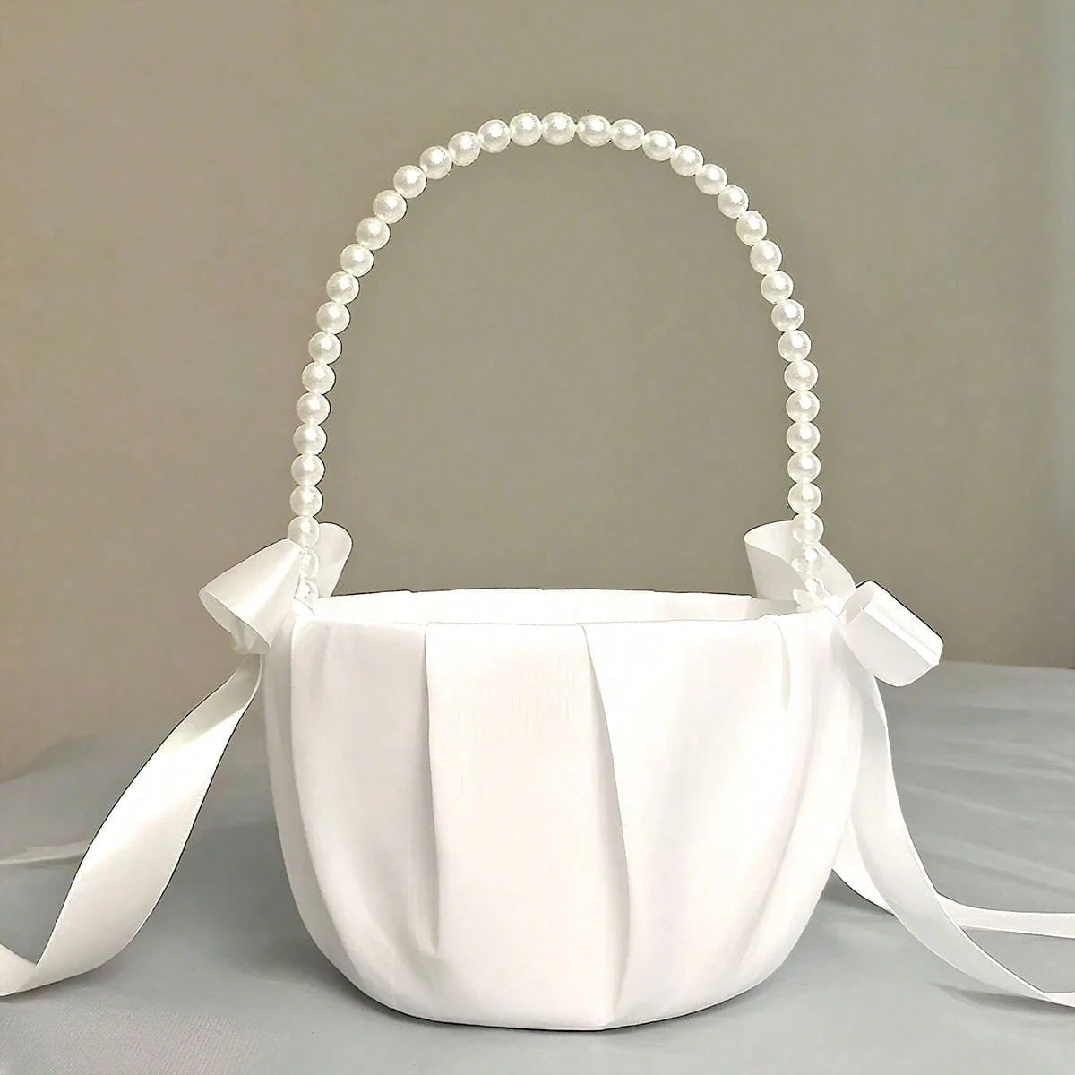 OBOVAY 1pc Flower Girl Basket/100pcs Petals- Satin Flower Basket, Suitable For Wedding Ceremony, Baby Shower Party, Wedding Decoration, Ceremony, Bridal Shower