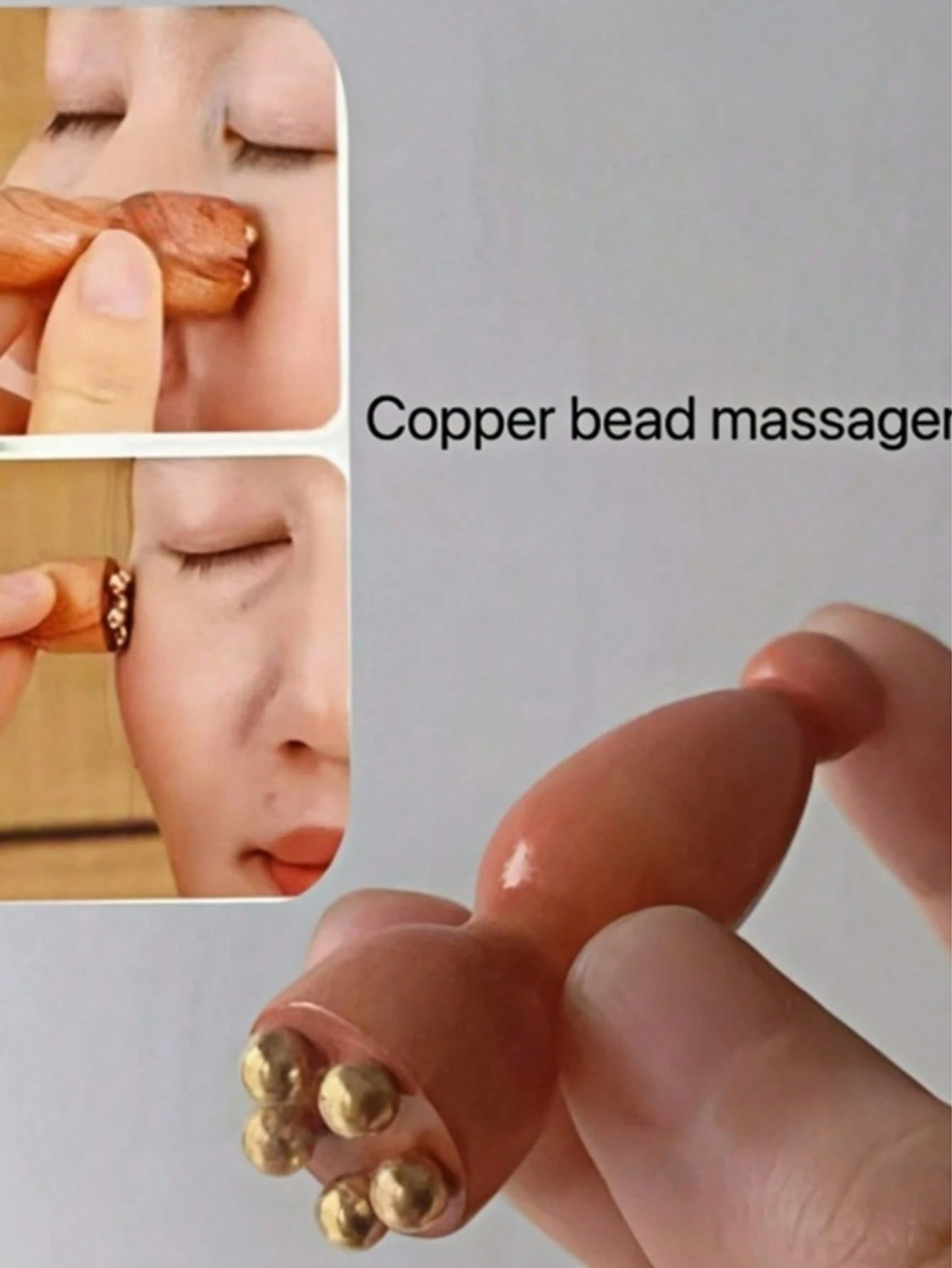 OBOVAY 2pcs Pure Brass Facial Massage Tool| Lotus Shaped Facial Beauty Scrub, Eye And Face Acupressure Massager For Skincare, Wooden Traditional Chinese Medicine Acupressure Massager