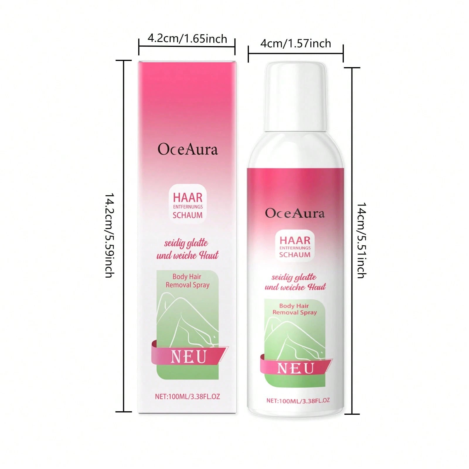 OceAura 100ml Portable Body Hair Removal Spray Foam Texture Mild Body Beauty Treatment Spray Leave Skin Silky Soft For Arms Armpit Leg Daily Home Body Care Supplies