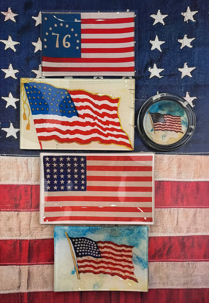 Old Glory American Flag Decoupage Glass Tray - Ben's Garden