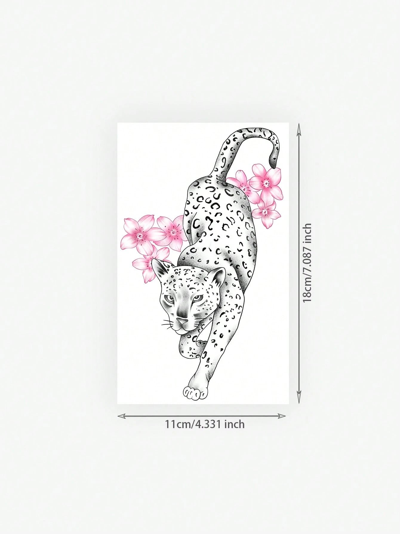 One Temporary Tattoo Sticker With A Y2K Style Cherry Blossom And Cheetah Design. Waterproof, Sweatproof, Washable, And Non-Reflective. Suitable For Arm And Shoulder Tattoos, Perfect For Individuals. L