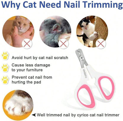 OneCut Pet Nail Clippers, Update Version Cat &Amp; Kitten Claw Nail Clippers For Trimming, Professional Pet Nail Clippers Best For A Cat, Puppy,Rabbit, Kitten &Amp; Small Dog,Sharp &Amp; (Pink)
