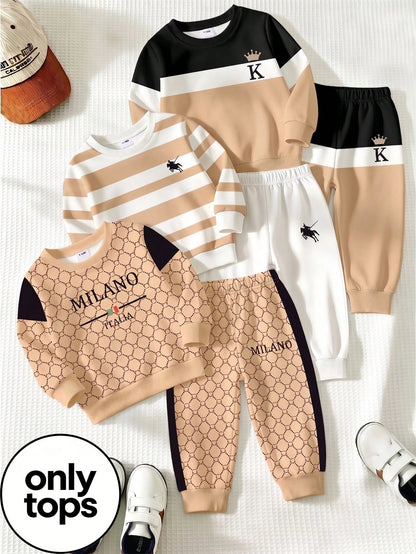 Only Sweatshirt, Casual Classic Letter Print Crew Neck Long Sleeve Ribbed Sweatshirt, Suitable For Autumn/Winter