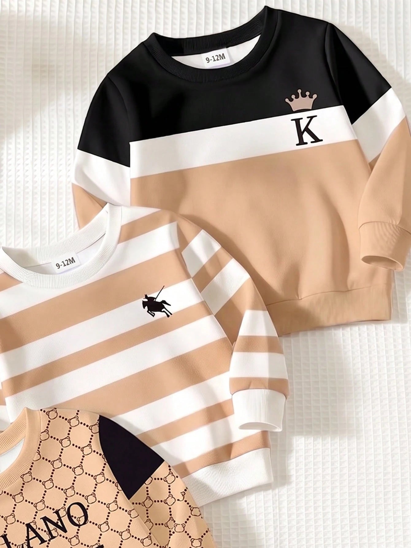 Only Sweatshirt, Casual Classic Letter Print Crew Neck Long Sleeve Ribbed Sweatshirt, Suitable For Autumn/Winter