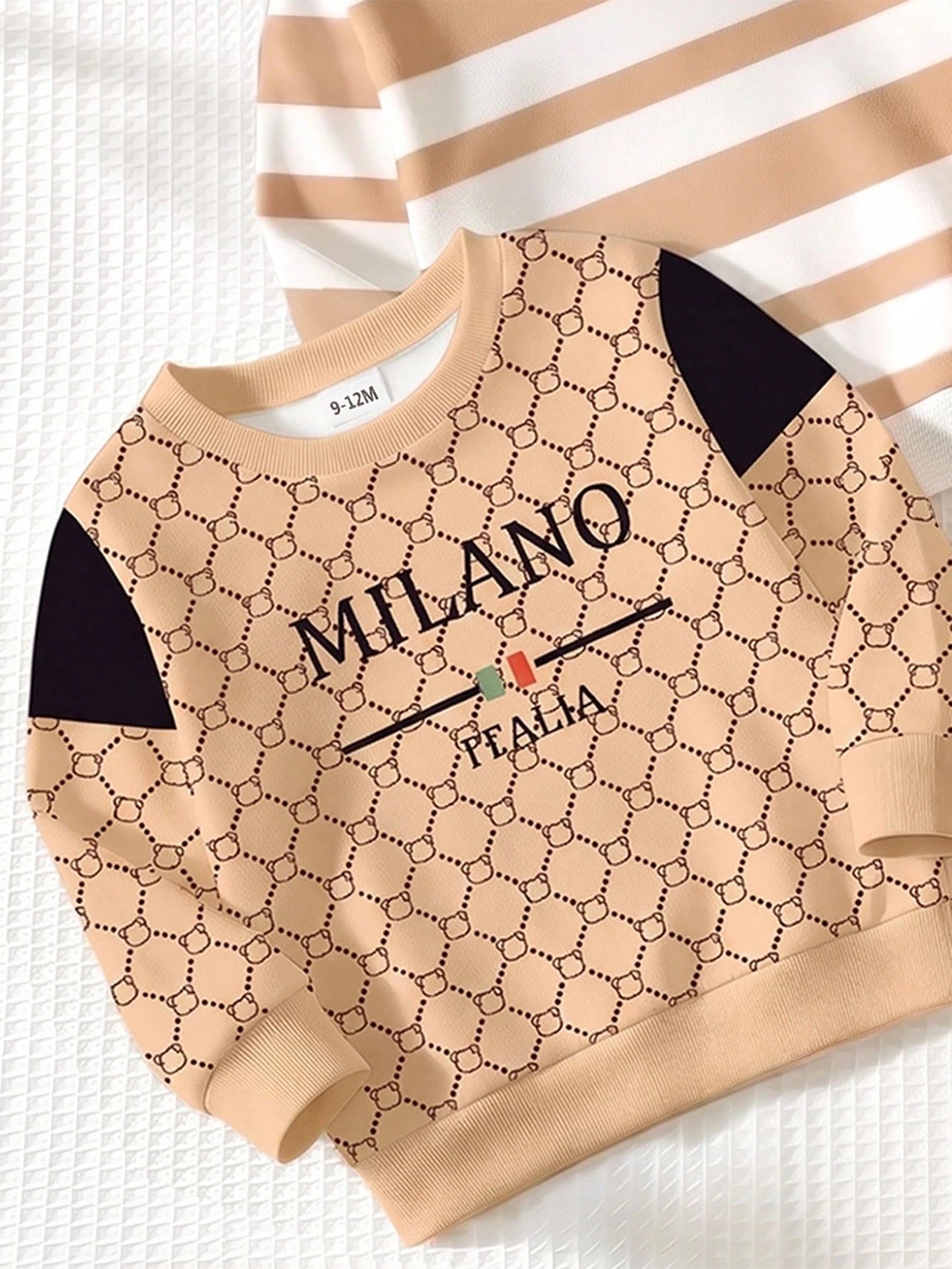 Only Sweatshirt, Casual Classic Letter Print Crew Neck Long Sleeve Ribbed Sweatshirt, Suitable For Autumn/Winter