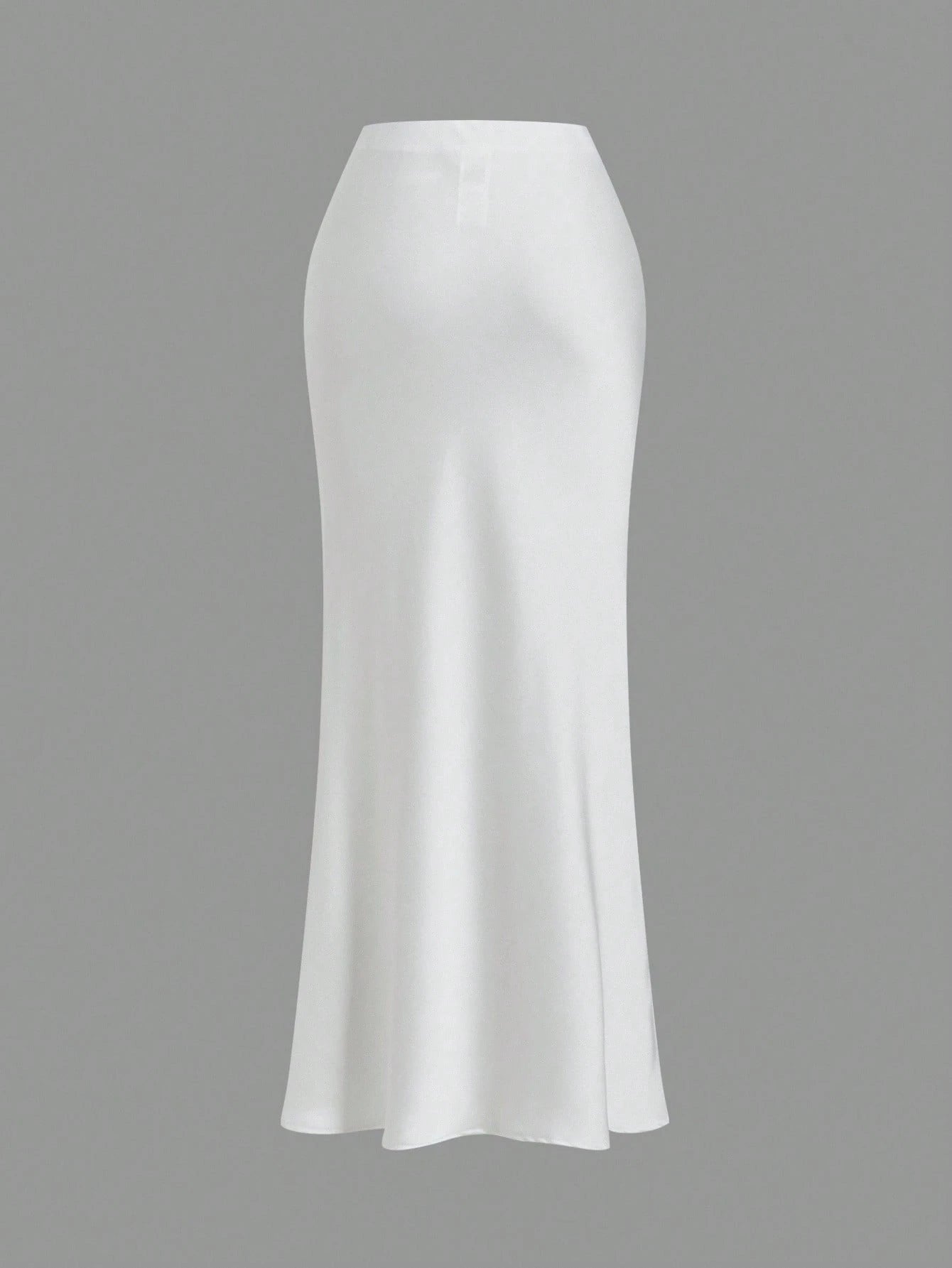 Opulessa White Summer Classy Elegant Brunch Office Women High Waist Mermaid Hem Skirt,Solid Color Woven Business Casual Fall Bohemian Ibiza Western Style