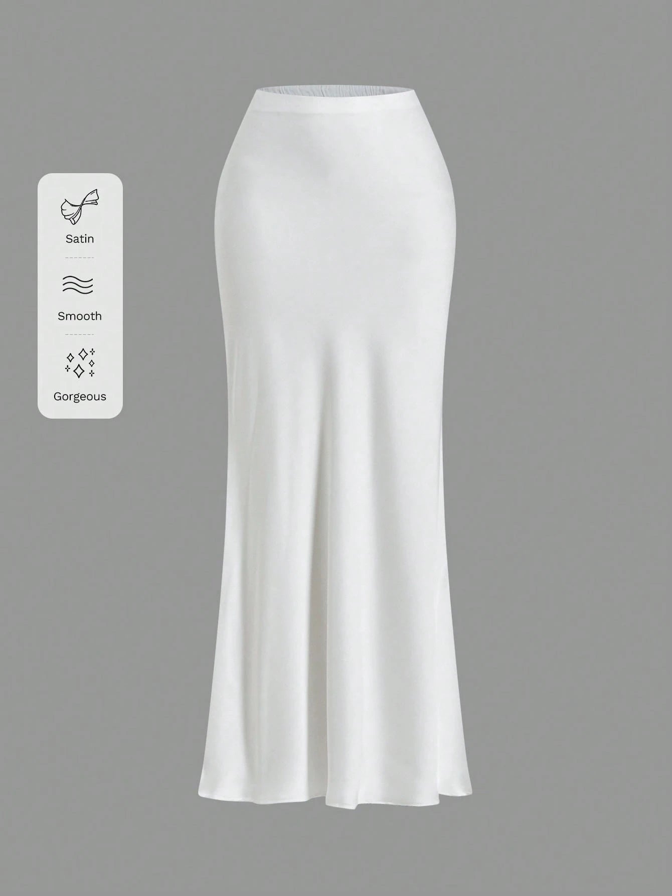 Opulessa White Summer Classy Elegant Brunch Office Women High Waist Mermaid Hem Skirt,Solid Color Woven Business Casual Fall Bohemian Ibiza Western Style