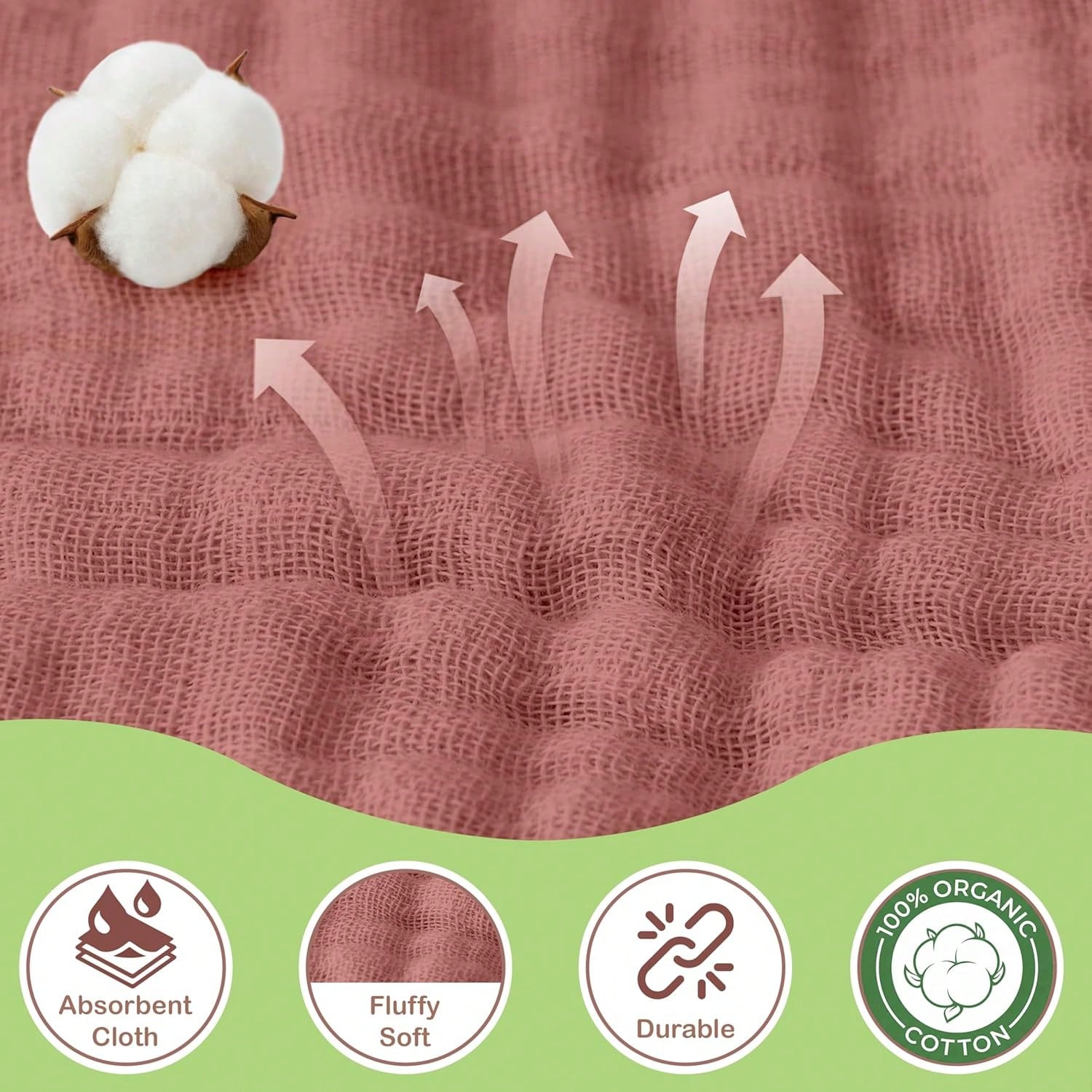 Organic Cotton Muslin Baby Hooded Towels Soft & Absorbent Baby Towels For Newborn For Boys & Girls, Premium Hooded Towels, Ultra-Gentle Baby Essential