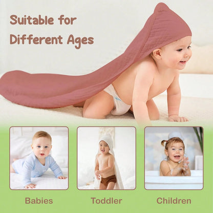 Organic Cotton Muslin Baby Hooded Towels Soft & Absorbent Baby Towels For Newborn For Boys & Girls, Premium Hooded Towels, Ultra-Gentle Baby Essential