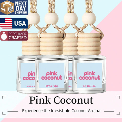 Osmore Summer Tropical Gift For Girls & Women, Pink Coconut Breeze Car Air Freshener Diffuser, Long-Lasting Hanging Fragrance Oil, Aromatherapy Essential Oil, 4-Pack Beachy Car Perfume Pendant, Cute C